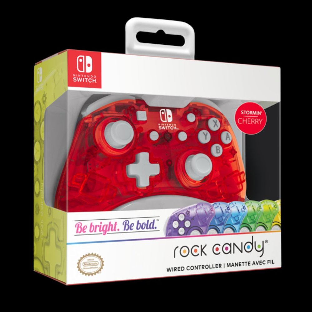 PDP Rock Candy Wired Controller for Nintendo Switch, Stormin Cherry, 500-181-NA-
